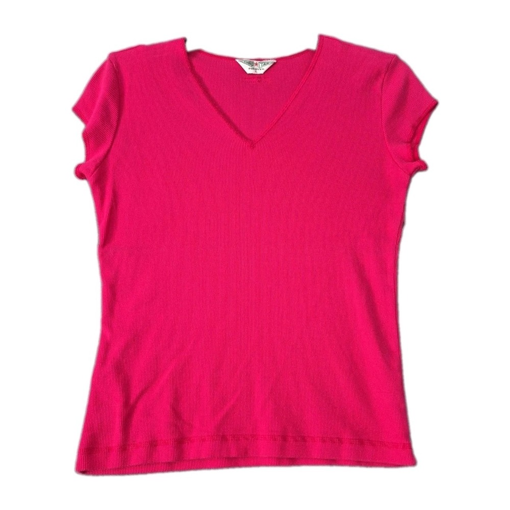 Hard Tail Forever Sz L Hot Pink Ribbed Cotton Crop Top Y2K Beach Casual Girly
